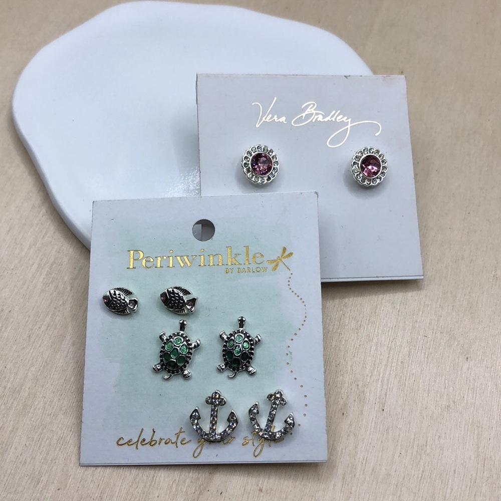 Periwinkle By Barlow Vera Bradley Stud Earrings Nautical Glam Bundle New 20$